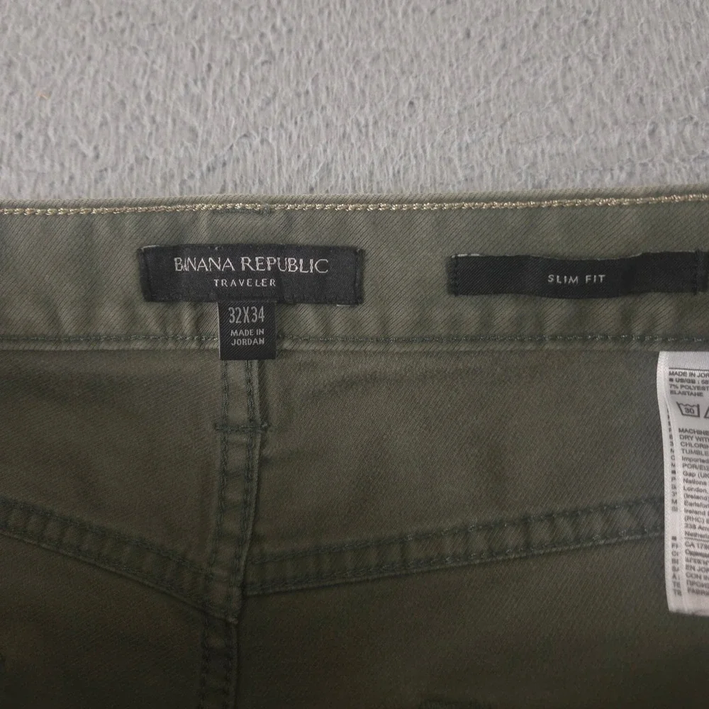 Banana Republic Pants Mens 32x34 Green Slim Traveler Cotton Modal Stretch Chino